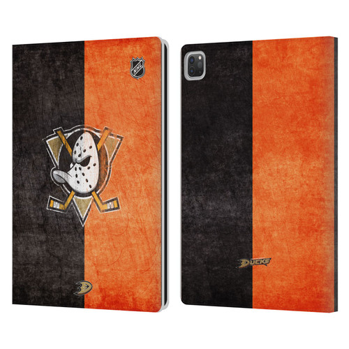 NHL Anaheim Ducks Half Distressed Leather Book Wallet Case Cover For Apple iPad Pro 13 M4 2024