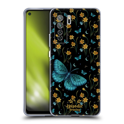 Episodic Drawing Moth Patterns Daffodil Flowers Soft Gel Case for Huawei Nova 7 SE/P40 Lite 5G