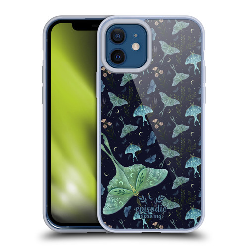 Episodic Drawing Moth Patterns Green Soft Gel Case for Apple iPhone 12 / iPhone 12 Pro