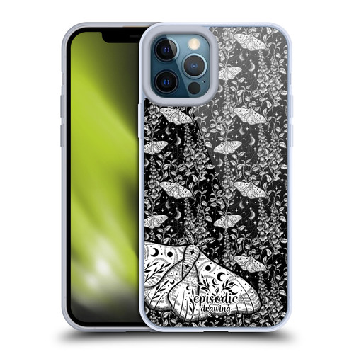 Episodic Drawing Moth Patterns White Soft Gel Case for Apple iPhone 12 Pro Max