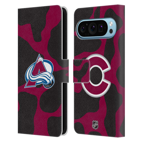 NHL Colorado Avalanche Cow Pattern Leather Book Wallet Case Cover For Google Pixel 9 / Pixel 9 Pro