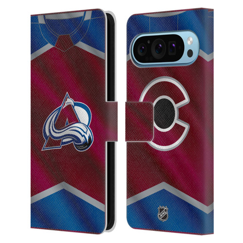 NHL Colorado Avalanche Jersey Leather Book Wallet Case Cover For Google Pixel 9 / Pixel 9 Pro
