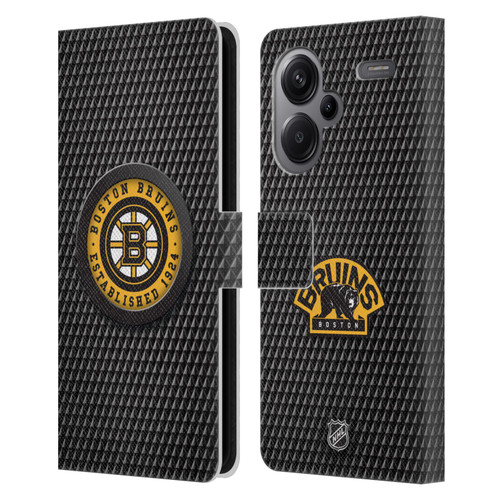 NHL Boston Bruins Puck Texture Leather Book Wallet Case Cover For Xiaomi Redmi Note 13 Pro Plus 5G