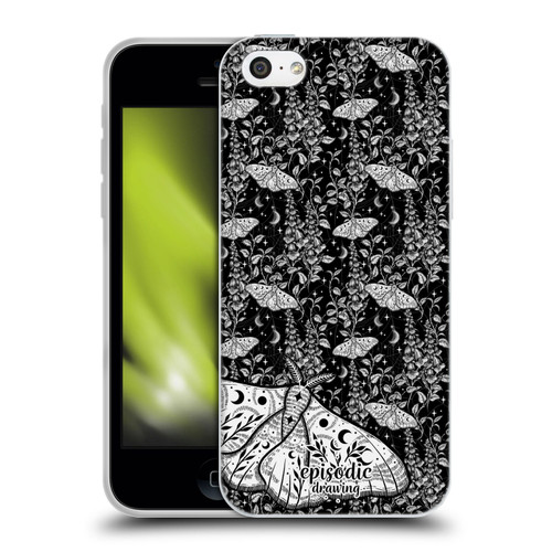 Episodic Drawing Moth Patterns White Soft Gel Case for Apple iPhone 5c