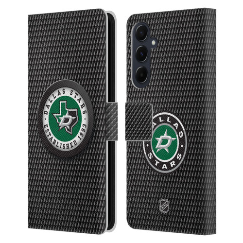 NHL Dallas Stars Puck Texture Leather Book Wallet Case Cover For Samsung Galaxy A55 5G