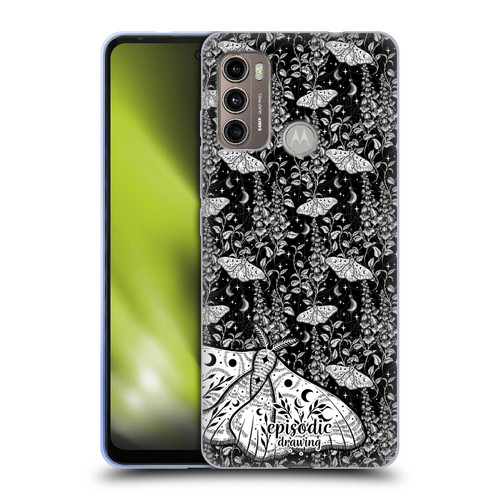 Episodic Drawing Moth Patterns White Soft Gel Case for Motorola Moto G60 / Moto G40 Fusion