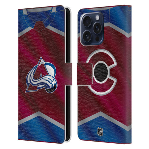 NHL Colorado Avalanche Jersey Leather Book Wallet Case Cover For Apple iPhone 16 Pro Max