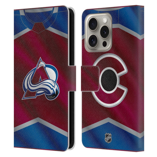 NHL Colorado Avalanche Jersey Leather Book Wallet Case Cover For Apple iPhone 16 Pro