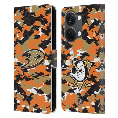 NHL Anaheim Ducks Camouflage Leather Book Wallet Case Cover For OnePlus Nord 3 5G