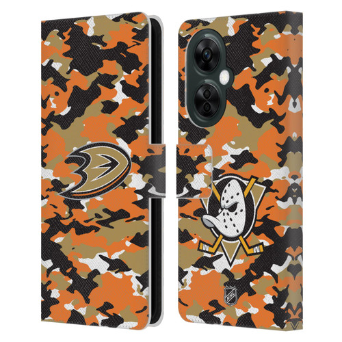NHL Anaheim Ducks Camouflage Leather Book Wallet Case Cover For OnePlus Nord CE 3 Lite 5G
