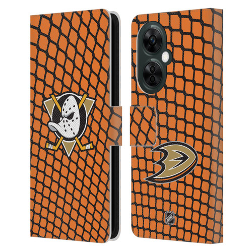 NHL Anaheim Ducks Net Pattern Leather Book Wallet Case Cover For OnePlus Nord CE 3 Lite 5G