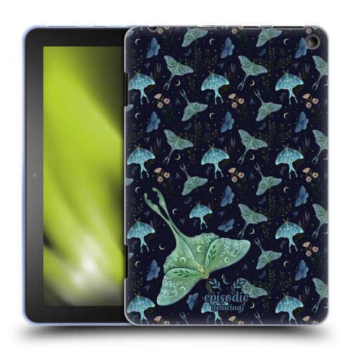 Episodic Drawing Moth Patterns Green Soft Gel Case for Amazon Fire HD 8/Fire HD 8 Plus 2020