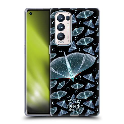 Episodic Drawing Moth Patterns Translucent Soft Gel Case for OPPO Find X3 Neo / Reno5 Pro+ 5G