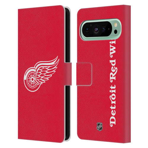 NHL Detroit Red Wings Plain Leather Book Wallet Case Cover For Google Pixel 9 Pro XL