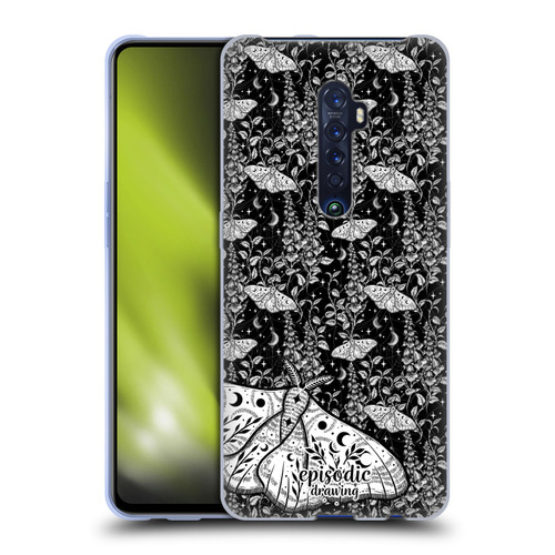Episodic Drawing Moth Patterns White Soft Gel Case for OPPO Reno 2