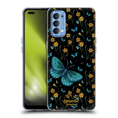 Episodic Drawing Moth Patterns Daffodil Flowers Soft Gel Case for OPPO Reno 4 5G