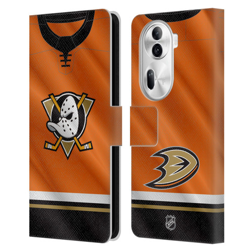 NHL Anaheim Ducks Jersey Leather Book Wallet Case Cover For OPPO Reno11 NHL Anaheim Ducks Jersey Leather Book Wallet Case Cover For OPPO Reno11