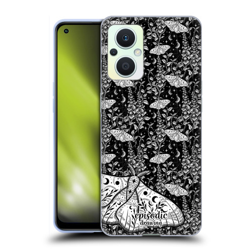 Episodic Drawing Moth Patterns White Soft Gel Case for OPPO Reno8 Lite