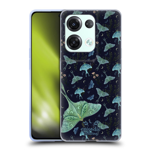 Episodic Drawing Moth Patterns Green Soft Gel Case for OPPO Reno8 Pro