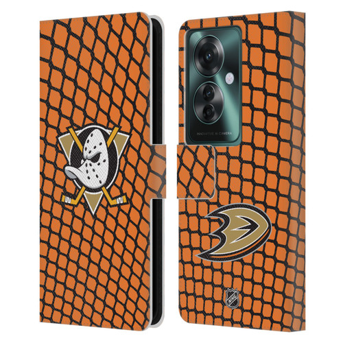 NHL Anaheim Ducks Net Pattern Leather Book Wallet Case Cover For OPPO Reno11 F 5G / F25 Pro 5G