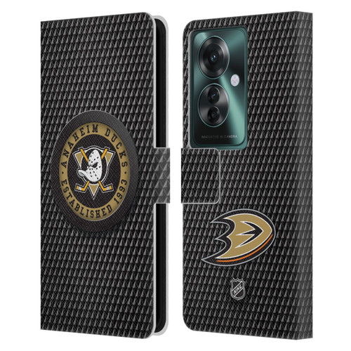 NHL Anaheim Ducks Puck Texture Leather Book Wallet Case Cover For OPPO Reno11 F 5G / F25 Pro 5G NHL Anaheim Ducks Puck Texture Leather Book Wallet Case Cover For OPPO Reno11 F 5G / F25 Pro 5G