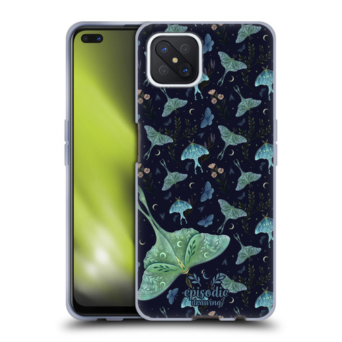 Episodic Drawing Moth Patterns Green Soft Gel Case for OPPO Reno4 Z 5G