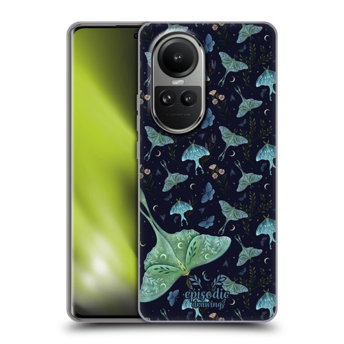 Episodic Drawing Moth Patterns Green Soft Gel Case for OPPO Reno10 5G / Reno10 Pro 5G