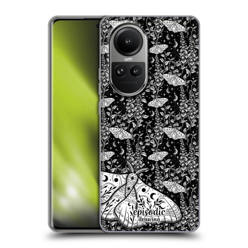 Episodic Drawing Moth Patterns White Soft Gel Case for OPPO Reno10 5G / Reno10 Pro 5G