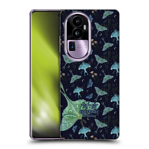 Episodic Drawing Moth Patterns Green Soft Gel Case for OPPO Reno10 Pro+