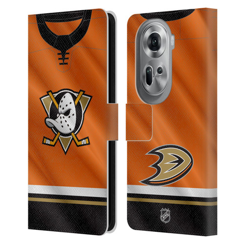 NHL Anaheim Ducks Jersey Leather Book Wallet Case Cover For OPPO Reno11 Pro NHL Anaheim Ducks Jersey Leather Book Wallet Case Cover For OPPO Reno11 Pro