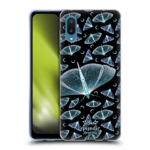 Episodic Drawing Moth Patterns Translucent Soft Gel Case for Samsung Galaxy A02/M02 (2021)