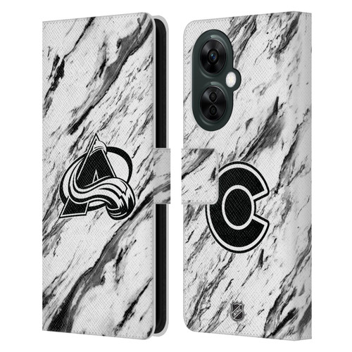 NHL Colorado Avalanche Marble Leather Book Wallet Case Cover For OnePlus Nord CE 3 Lite 5G