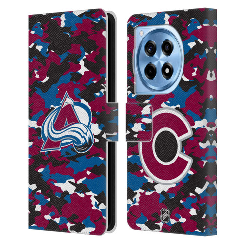NHL Colorado Avalanche Camouflage Leather Book Wallet Case Cover For OnePlus 12R