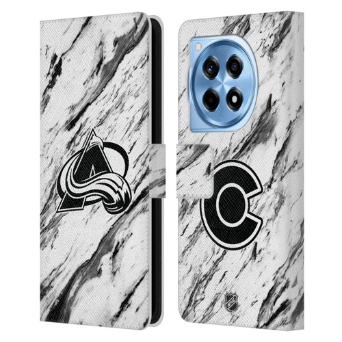 NHL Colorado Avalanche Marble Leather Book Wallet Case Cover For OnePlus 12R