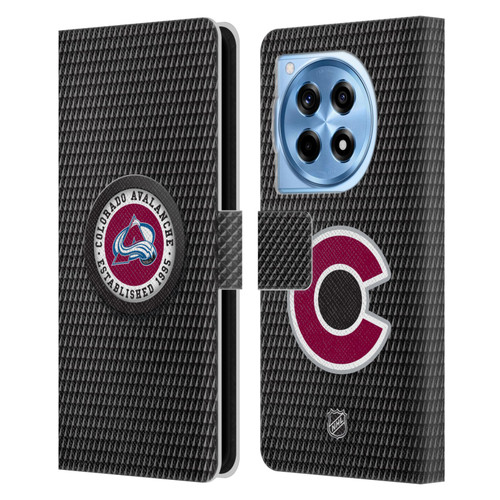 NHL Colorado Avalanche Puck Texture Leather Book Wallet Case Cover For OnePlus 12R
