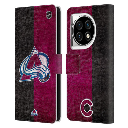 NHL Colorado Avalanche Half Distressed Leather Book Wallet Case Cover For OPPO OnePlus Ace 3 5G