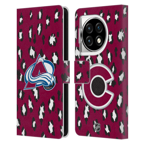 NHL Colorado Avalanche Leopard Patten Leather Book Wallet Case Cover For OPPO OnePlus Ace 3 5G