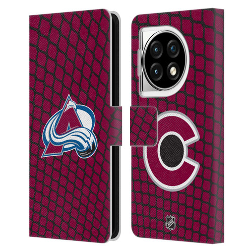 NHL Colorado Avalanche Net Pattern Leather Book Wallet Case Cover For OPPO OnePlus Ace 3 5G