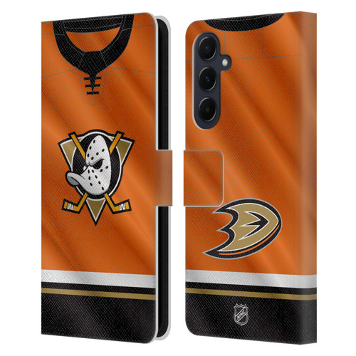 NHL Anaheim Ducks Jersey Leather Book Wallet Case Cover For Samsung Galaxy A55 5G