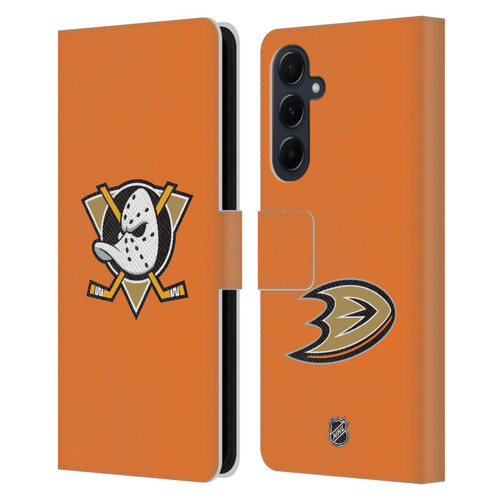 NHL Anaheim Ducks Plain Leather Book Wallet Case Cover For Samsung Galaxy A55 5G