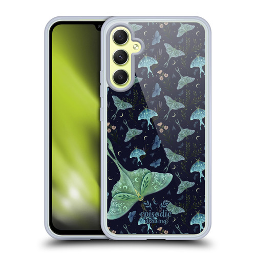 Episodic Drawing Moth Patterns Green Soft Gel Case for Samsung Galaxy A34 5G