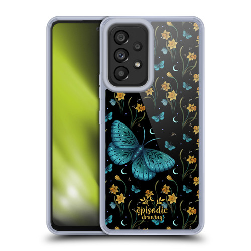 Episodic Drawing Moth Patterns Daffodil Flowers Soft Gel Case for Samsung Galaxy A53 5G (2022)