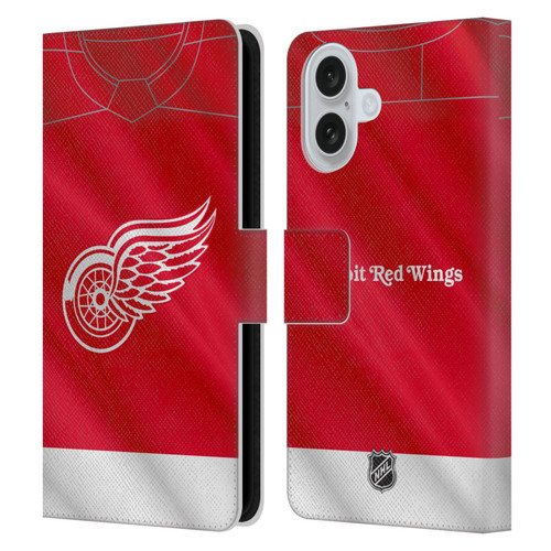 NHL Detroit Red Wings Jersey Leather Book Wallet Case Cover For Apple iPhone 16