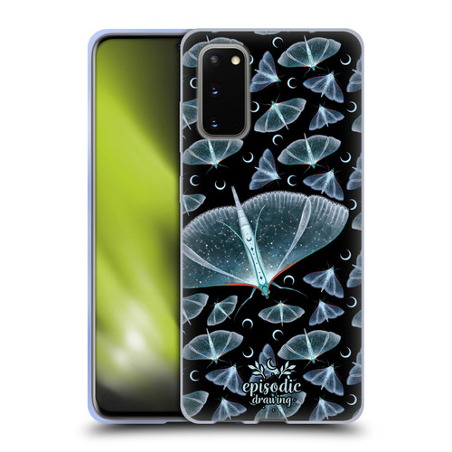 Episodic Drawing Moth Patterns Translucent Soft Gel Case for Samsung Galaxy S20 / S20 5G