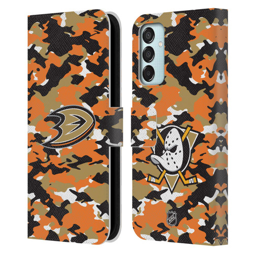NHL Anaheim Ducks Camouflage Leather Book Wallet Case Cover For Samsung Galaxy M15/F15 5G