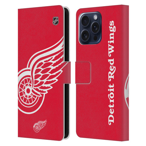 NHL Detroit Red Wings Oversized Leather Book Wallet Case Cover For Apple iPhone 16 Pro Max