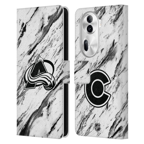 NHL Colorado Avalanche Marble Leather Book Wallet Case Cover For OPPO Reno11