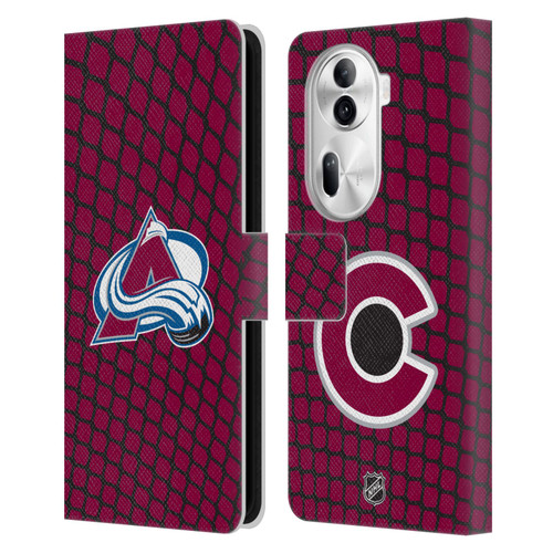 NHL Colorado Avalanche Net Pattern Leather Book Wallet Case Cover For OPPO Reno11