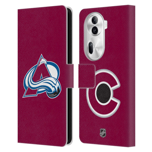 NHL Colorado Avalanche Plain Leather Book Wallet Case Cover For OPPO Reno11