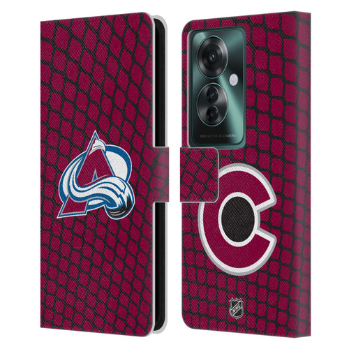 NHL Colorado Avalanche Net Pattern Leather Book Wallet Case Cover For OPPO Reno11 F 5G / F25 Pro 5G
